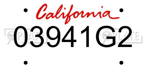 03941G2 California License Plate