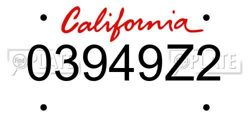 03949Z2 California License Plate