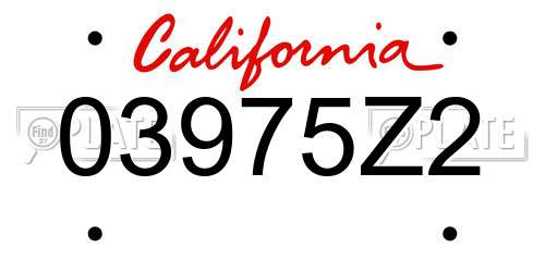 03975Z2 California License Plate