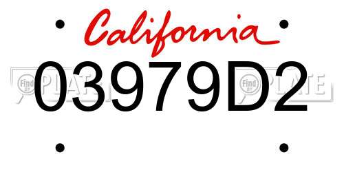 03979D2 California License Plate