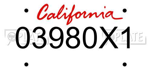 03980X1 California License Plate