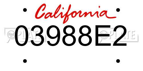 03988E2 California License Plate
