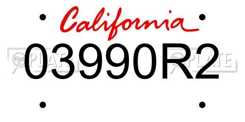 03990R2 California License Plate