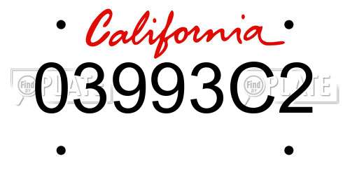 03993C2 California License Plate