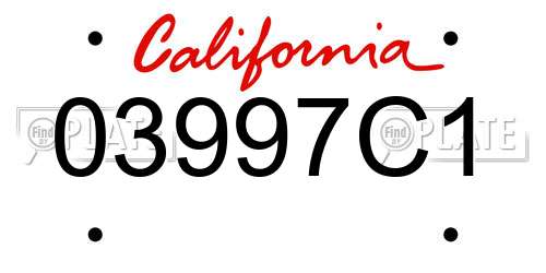 03997C1 California License Plate