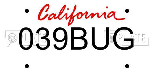039BUG California License Plate