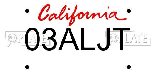 03ALJT California License Plate