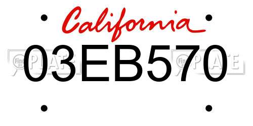 03EB570 California License Plate