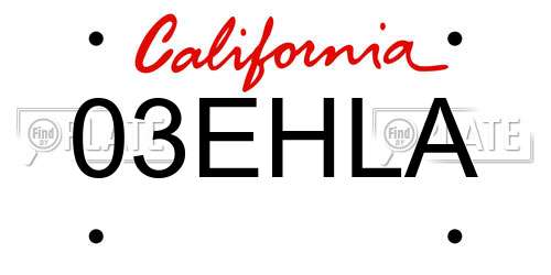03EHLA California License Plate