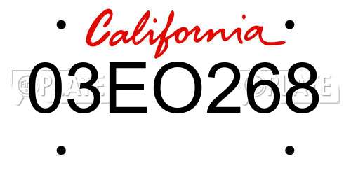 03EO268 California License Plate