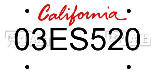 03ES520 California License Plate