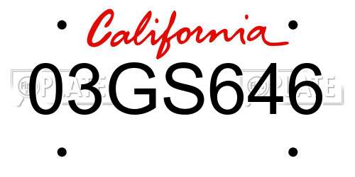 03GS646 California License Plate
