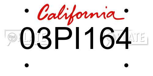 03PI164 California License Plate
