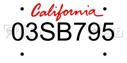 03SB795 California License Plate