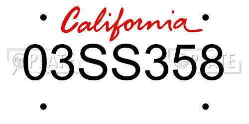 03SS358 California License Plate