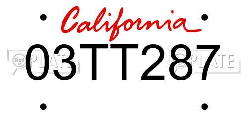 03TT287 California License Plate