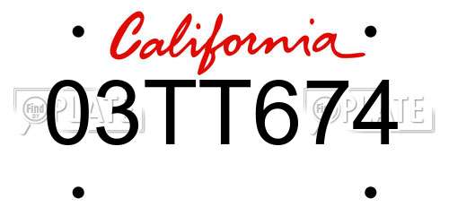 03TT674 California License Plate