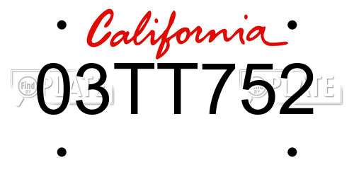 03TT752 California License Plate