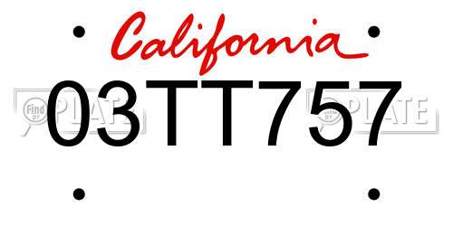 03TT757 California License Plate