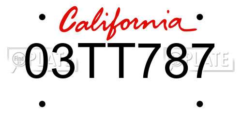 03TT787 California License Plate