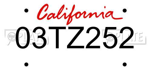 03TZ252 California License Plate