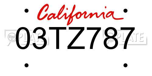 03TZ787 California License Plate