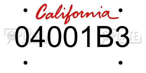 04001B3 California License Plate