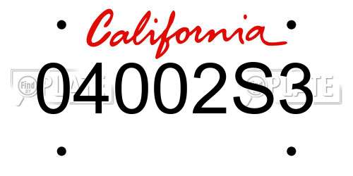 04002S3 California License Plate