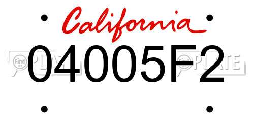 04005F2 California License Plate