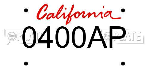 0400AP California License Plate