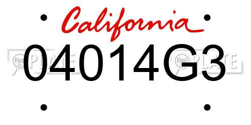 04014G3 California License Plate