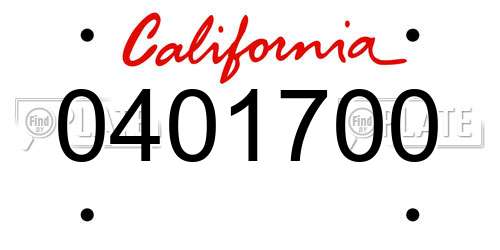 0401700 California License Plate