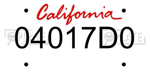 04017D0 California License Plate