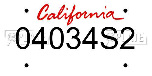 04034S2 California License Plate