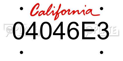 04046E3 California License Plate