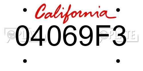 04069F3 California License Plate