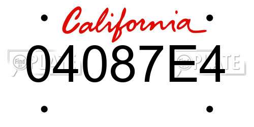 04087E4 California License Plate