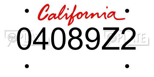 04089Z2 California License Plate