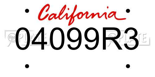04099R3 California License Plate