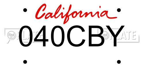 040CBY California License Plate