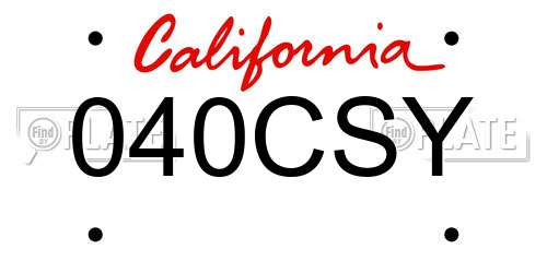 040CSY California License Plate