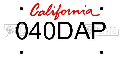 040DAP California License Plate