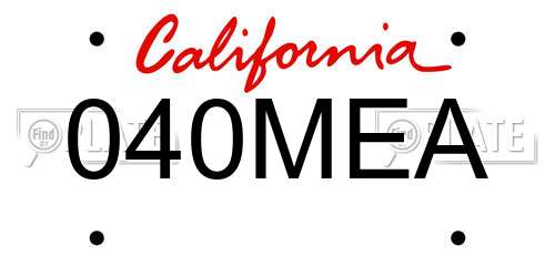 040MEA California License Plate