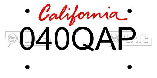 040QAP California License Plate
