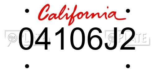 04106J2 California License Plate