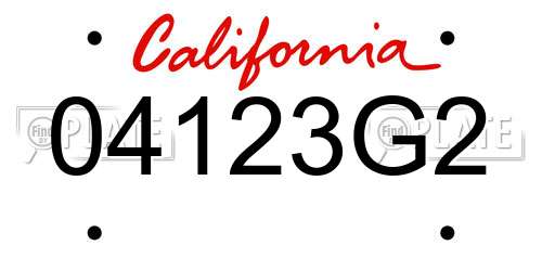 04123G2 California License Plate
