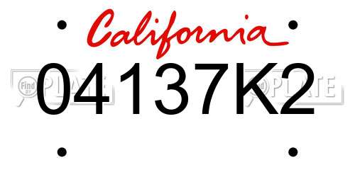 04137K2 California License Plate