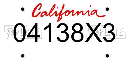 04138X3 California License Plate