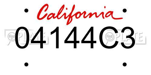 04144C3 California License Plate