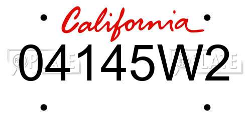 04145W2 California License Plate
